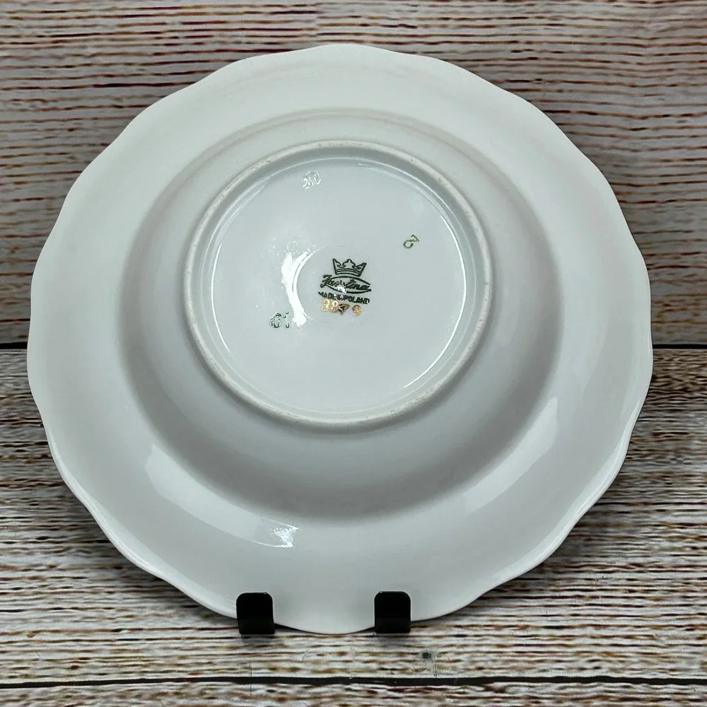 Favolina Karolina Jarolina‎ Poland 3879 Soup Bowl Silver Scalloped Floral 12